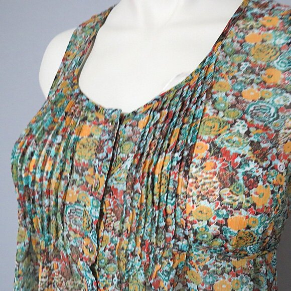 American Rag Floral Pleated Sleeveless Blouse – Size Large - Picture 3 of 8